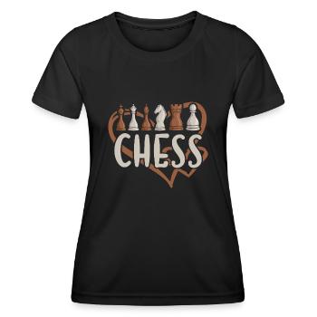 Chess Player Heart Chess - Frauen Funktions-T-Shirt - Schwarz - Vorne - AI Model Female 172 light (172cm)