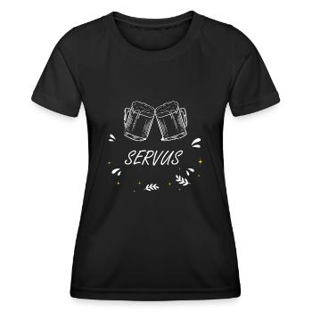 Servus Trachten Bayern Bierzelt Saufen - Frauen Funktions-T-Shirt - Schwarz - Vorne - AI Model Female 172 light (172cm)