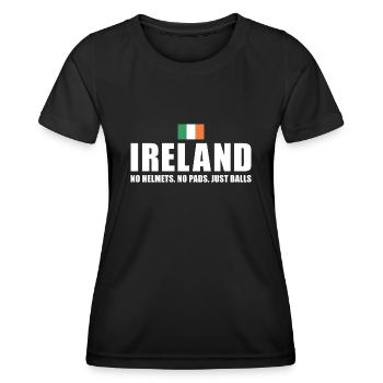 Pas de casques pas de coussinets juste des ballons Irlande Rugby - T-shirt sport Femme - noir - Devant - AI Model Female 172 light (172cm)