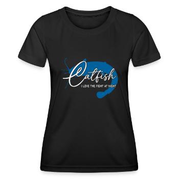 Wels Waller angeln Sportfischen Flussmonster - Frauen Funktions-T-Shirt - Schwarz - Vorne - AI Model Female 172 light (172cm)