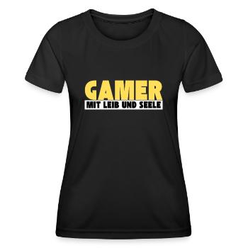 Gamer mit Leib und Seele - Frauen Funktions-T-Shirt - Schwarz - Vorne - AI Model Female 172 light (172cm)