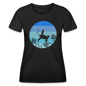 Ocean Animal Sea Creature Gift Tortue Rétro - T-shirt sport Femme - noir - Devant - AI Model Female 172 light (172cm)