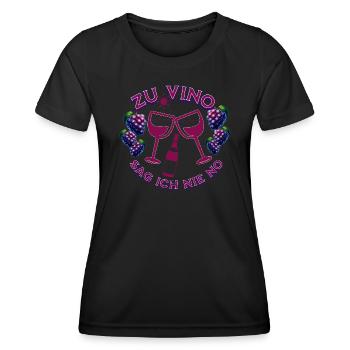 Vino nie no - Frauen Funktions-T-Shirt - Schwarz - Vorne - AI Model Female 172 light (172cm)
