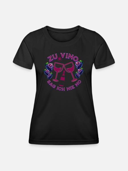 Vino nie no - Frauen Funktions-T-Shirt - Schwarz