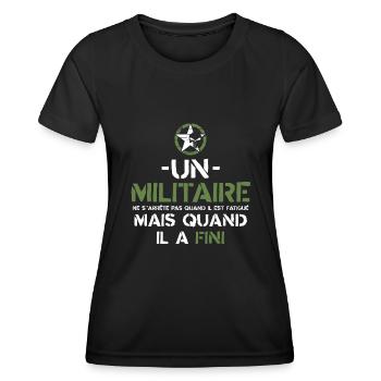 Militaire citation motivation armée - T-shirt sport Femme - noir - Devant - AI Model Female 172 light (172cm)