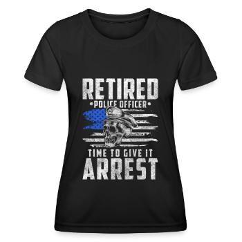 Sirène de scène de crime d’arrêt de policière - T-shirt sport Femme - noir - Devant - AI Model Female 172 light (172cm)