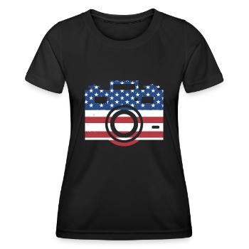 Photographer Us Flag Photography - Women's Functional T-Shirt - black - Front - AI Model Female 172 light (172cm)