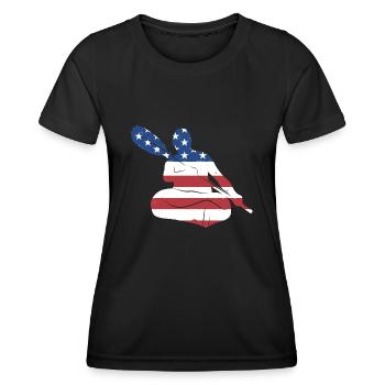 Kayaker Us Flag Kayaking - Women's Functional T-Shirt - black - Front - AI Model Female 172 light (172cm)