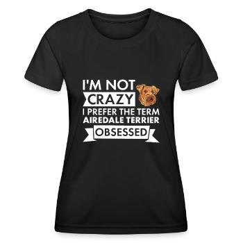 Je préfère le terme Airedale Terrier Obsédé - T-shirt sport Femme - noir - Devant - AI Model Female 172 light (172cm)