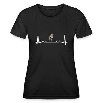 Braque de Weimar à battement de cœur - T-shirt sport Femme - noir - Devant - AI Model Female 172 light (172cm)