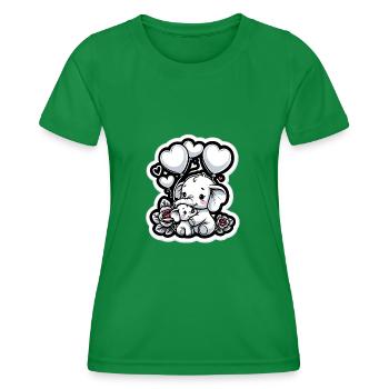 Süsses Elefantenbaby mit Herz Ballon Elefantenmama - Frauen Funktions-T-Shirt - Kelly Green - Vorne - AI Model Female 172 dark (172cm)