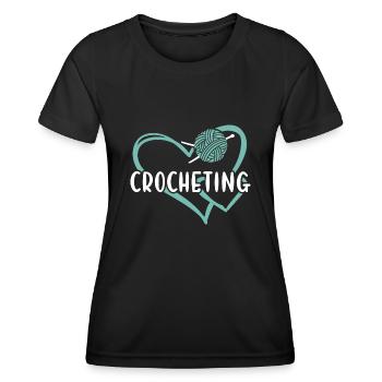 Crochet Coeur Crochet - T-shirt sport Femme - noir - Devant - AI Model Female 172 light (172cm)