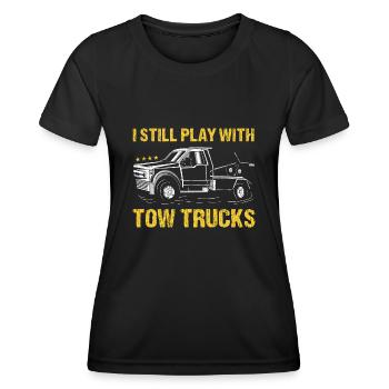 Je joue toujours avec l’opérateur de dépanneuse - T-shirt sport Femme - noir - Devant - AI Model Female 172 light (172cm)