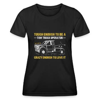 Bien que suffisant et assez fou pour l’aimer TowTruck - T-shirt sport Femme - noir - Devant - AI Model Female 172 light (172cm)