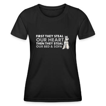 Ils volent notre cœur Schnauzer - T-shirt sport Femme - noir - Devant - AI Model Female 172 light (172cm)