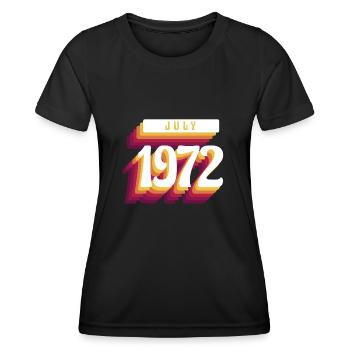 Juillet 1972 - Cadeau d’anniversaire de 50 ans. Génial. - T-shirt sport Femme - noir - Devant - AI Model Female 172 light (172cm)