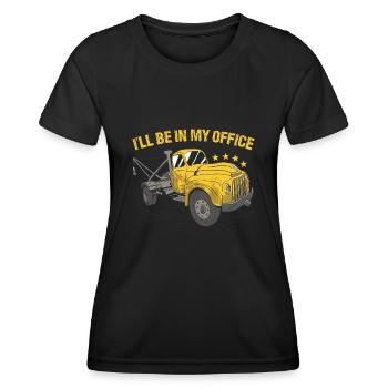 Je serai dans mon bureau Opérateur de dépanneuse - T-shirt sport Femme - noir - Devant - AI Model Female 172 light (172cm)