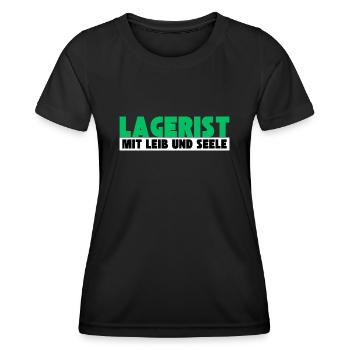 Lagerist mit Leib und Seele - Frauen Funktions-T-Shirt - Schwarz - Vorne - AI Model Female 172 light (172cm)