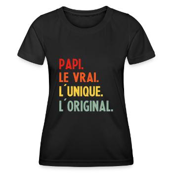 Papi Vrai Unique Original Fete des Peres Homme - T-shirt sport Femme - noir - Devant - AI Model Female 172 light (172cm)