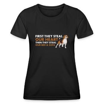 D’abord, ils volent notre cœur Beagle - T-shirt sport Femme - noir - Devant - AI Model Female 172 light (172cm)