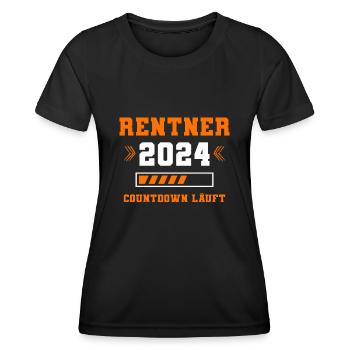 Rentner 2024 Countdown Läuft Rente 2024 - Frauen Funktions-T-Shirt - Schwarz - Vorne - AI Model Female 172 light (172cm)