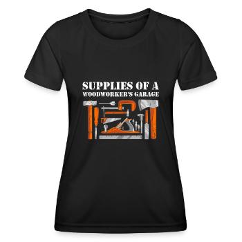 Supplies Of A Woodworker's Garage Woodworking - Women's Functional T-Shirt - black - Front - AI Model Female 172 light (172cm)