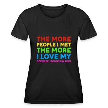 Les gens que j’ai rencontrés J’aime le Bouvier Bernois - T-shirt sport Femme - noir - Devant - AI Model Female 172 light (172cm)