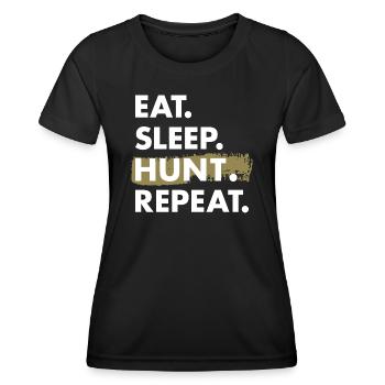 Hunter Eat Sleep Hunting - Women's Functional T-Shirt - black - Front - AI Model Female 172 light (172cm)