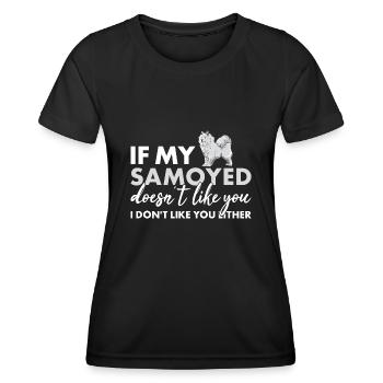 Si mon Samoyède ne t'aime pas - T-shirt sport Femme - noir - Devant - AI Model Female 172 light (172cm)