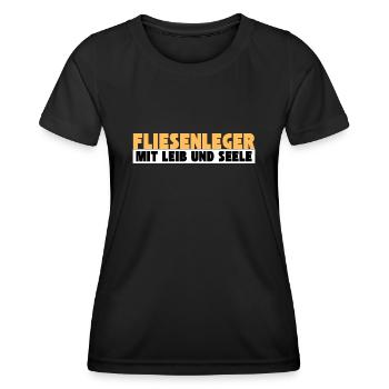 Fliesenleger mit Leib und Seele - Frauen Funktions-T-Shirt - Schwarz - Vorne - AI Model Female 172 light (172cm)