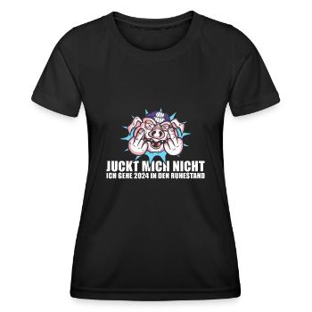Juckt Mich Nicht Ich Gehe 2024 In Den Ruhestand - Frauen Funktions-T-Shirt - Schwarz - Vorne - AI Model Female 172 light (172cm)