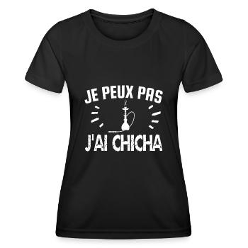 je peux pas j'ai chicha - T-shirt sport Femme - noir - Devant - AI Model Female 172 light (172cm)