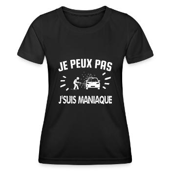 je peux pas je suis maniaque - T-shirt sport Femme - noir - Devant - AI Model Female 172 light (172cm)