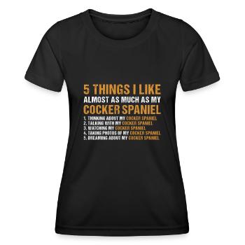 Chien 5 choses que j’aime presque autant que mon Corgi - T-shirt sport Femme - noir - Devant - AI Model Female 172 light (172cm)