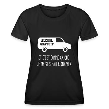 alcool gratuit - T-shirt sport Femme - noir - Devant - AI Model Female 172 light (172cm)