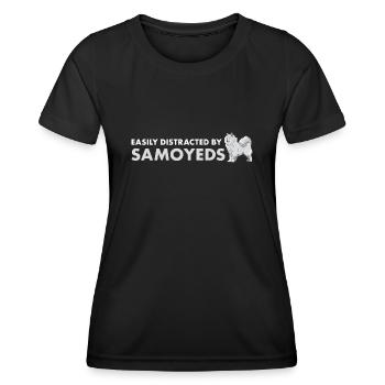 Facilement distrait par le Samoyède - T-shirt sport Femme - noir - Devant - AI Model Female 172 light (172cm)