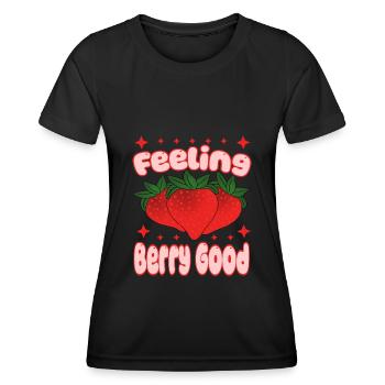 Erdbeere Gesund Süß Retro Gesund Natur Berry - Frauen Funktions-T-Shirt - Schwarz - Vorne - AI Model Female 172 light (172cm)