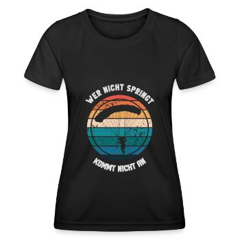 Retro Fallschirmspringen Spruch Design Fallschirm - Frauen Funktions-T-Shirt - Schwarz - Vorne - AI Model Female 172 light (172cm)