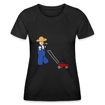 Tondeuse à gazon jardinier - T-shirt sport Femme - noir - Devant - AI Model Female 172 light (172cm)