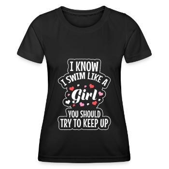 Schwimmen Sport Sport - Frauen Funktions-T-Shirt - Schwarz - Vorne - AI Model Female 172 light (172cm)