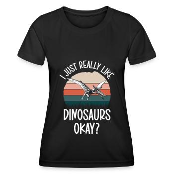Dino Triceratops Rex Raptor - T-shirt sport Femme - noir - Devant - AI Model Female 172 light (172cm)