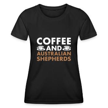 Dog Coffee And Aussie - Women's Functional T-Shirt - black - Front - AI Model Female 172 light (172cm)