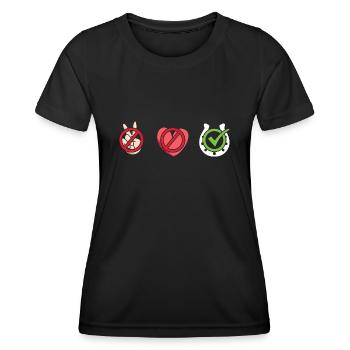 Rider Peace Love Eventing - Frauen Funktions-T-Shirt - Schwarz - Vorne - AI Model Female 172 light (172cm)