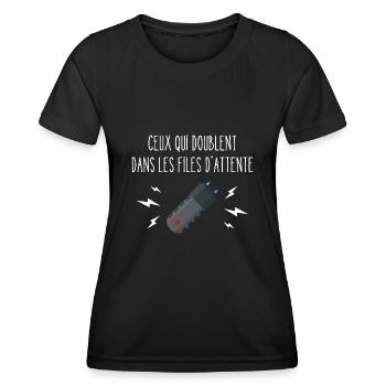 ceux qui doublent dans les files d'attente - T-shirt sport Femme - noir - Devant - AI Model Female 172 light (172cm)