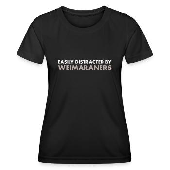 Facilement distrait par le braque de Weimar - T-shirt sport Femme - noir - Devant - AI Model Female 172 light (172cm)