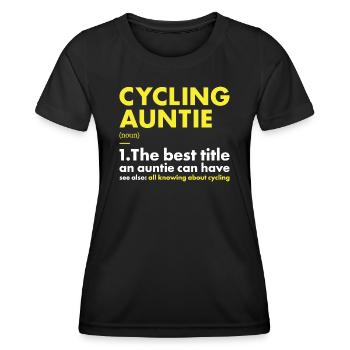 Sport Auntie Cycling - Frauen Funktions-T-Shirt - Schwarz - Vorne - AI Model Female 172 light (172cm)