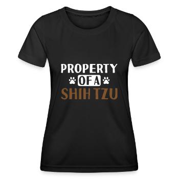 Propriété D’un Shih Tzu - T-shirt sport Femme - noir - Devant - AI Model Female 172 light (172cm)