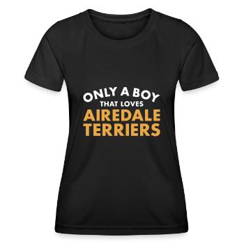 Seul un garçon qui aime l’Airedale Terrier - T-shirt sport Femme - noir - Devant - AI Model Female 172 light (172cm)