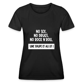 no sex no drugs no rock n'roll - T-shirt sport Femme - noir - Devant - AI Model Female 172 light (172cm)