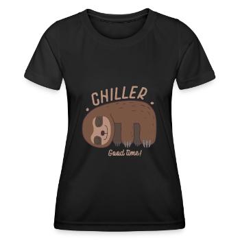 Sticker humour paresseux chiller paresse - T-shirt sport Femme - noir - Devant - AI Model Female 172 light (172cm)